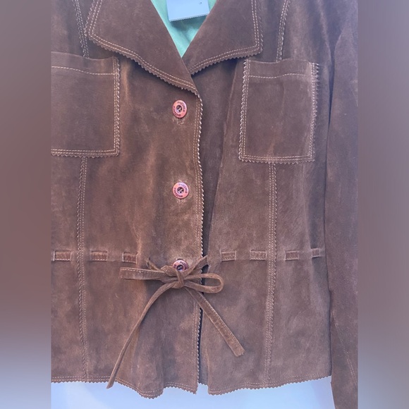 Maxium Wilsons Brown Suede Blazer Jacket Tie Waist Sz M - Picture 5 of 7